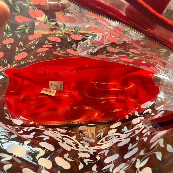 Ed Hardy Clear Tote with Cherry Design and Red Accents - Picture 4 of 7